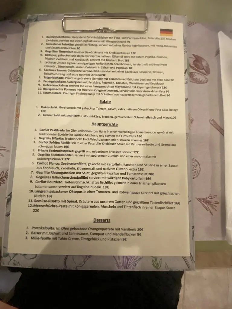 Menü_Tomata Corfiot Cuisine Restaurant_Lefkímmi_Bild_3