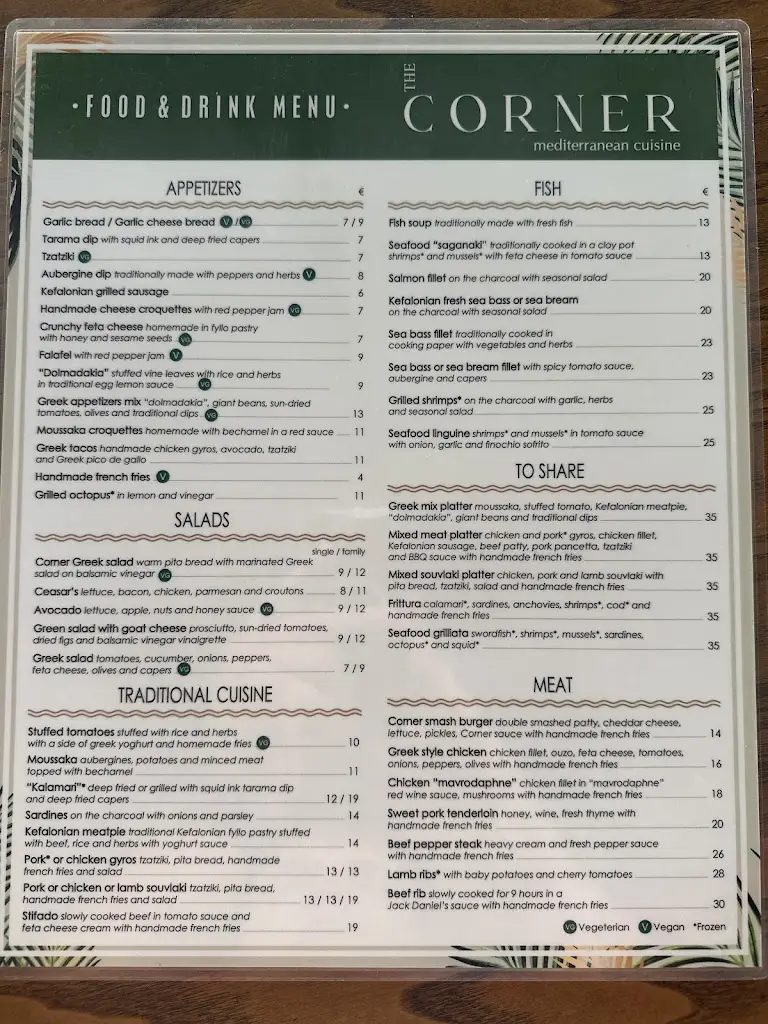 Menü_The Corner - Restaurant Bar_Lixoúri_Bild_3