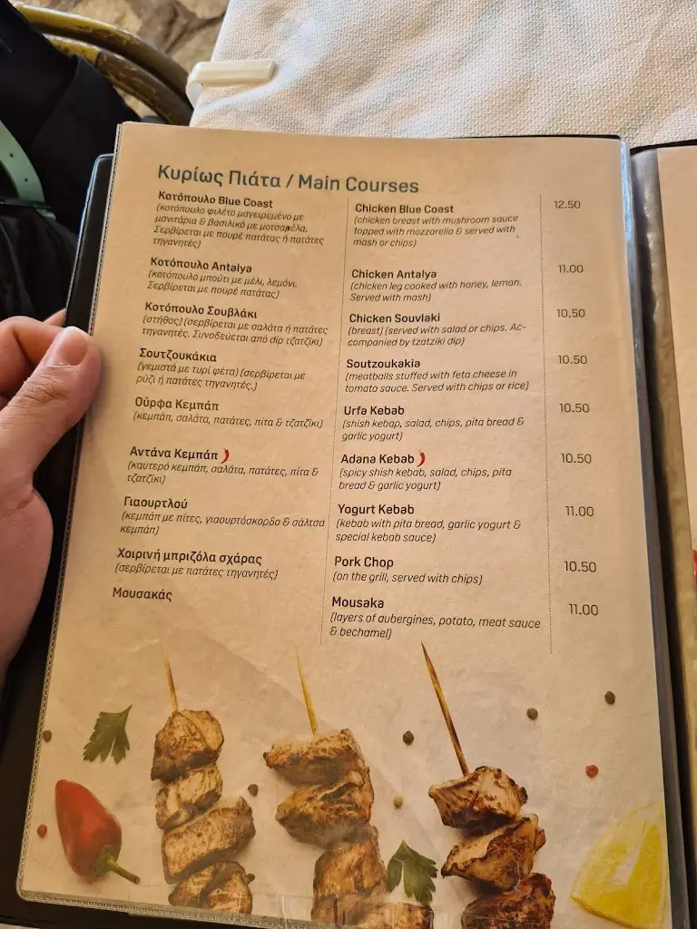 Menü_Blue Coast Restaurant_Mavrommáti_Bild_3