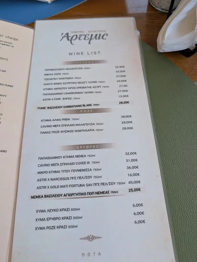 Menü_Artemis Tavern Lavrio Sounio_Lávrio_Bild_4