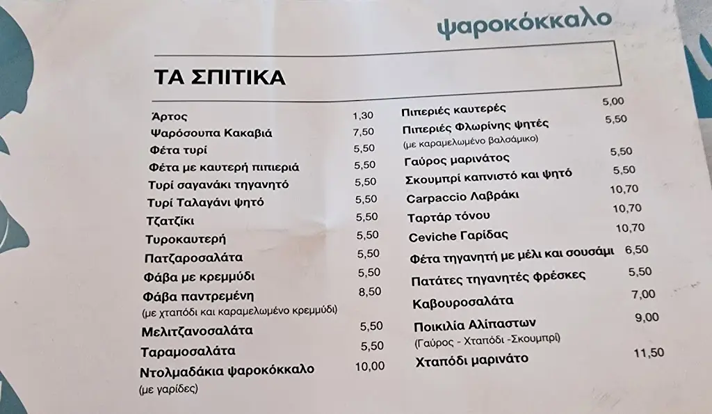 Menü_Psarokókkalo_Melíssia_Bild_2