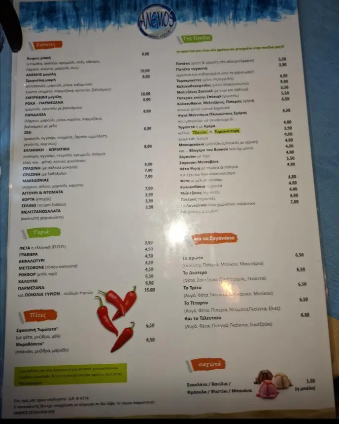 Menü_Anemos Restaurants Ltd_Petroúpolis_Bild_1