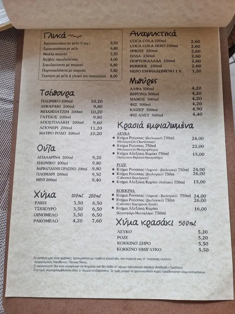 Menü_Νέο Λέων Μεζεδοπωλείο_Pikérmi_Bild_1