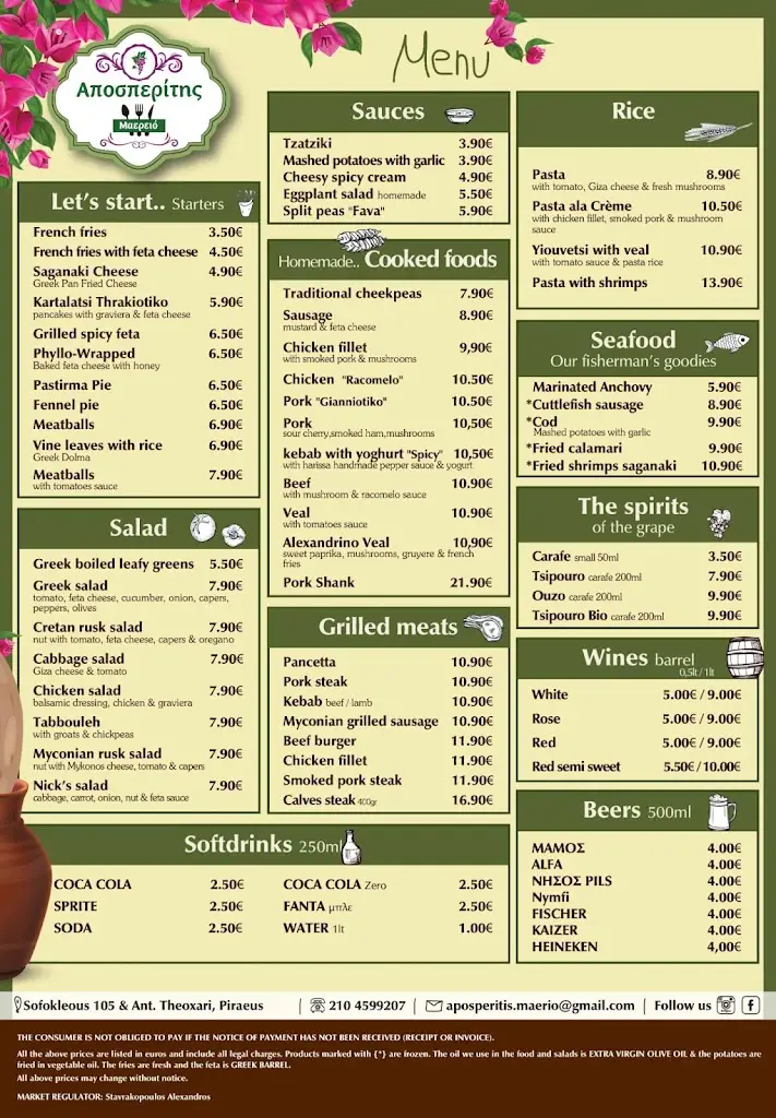 Menü_Aposperitis Maereio Piraeus_Piraeus_Bild_2