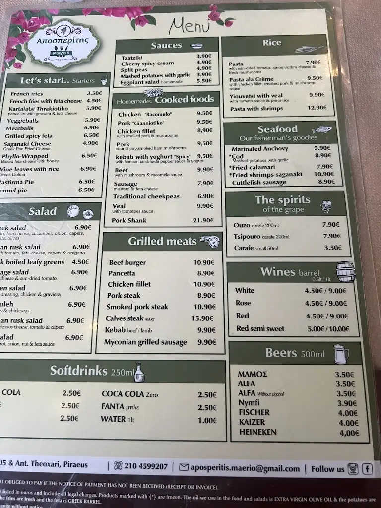 Menü_Aposperitis Maereio Piraeus_Piraeus_Bild_3