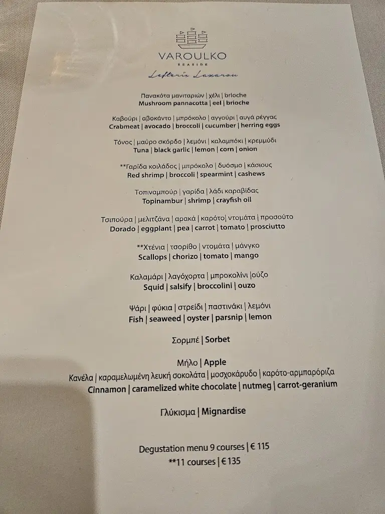 Menü_Varoulko Seaside Restaurant_Piraeus_Bild_4