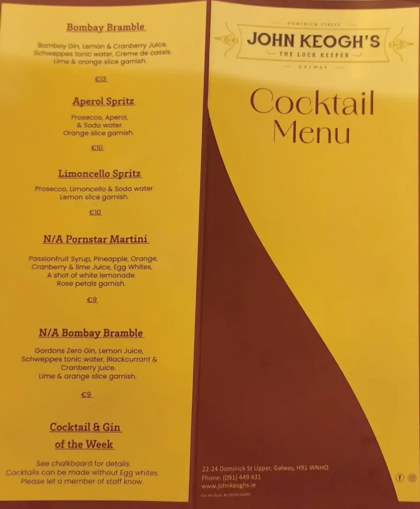 Menu_John Keogh's Gastropub_Bearna_image_1