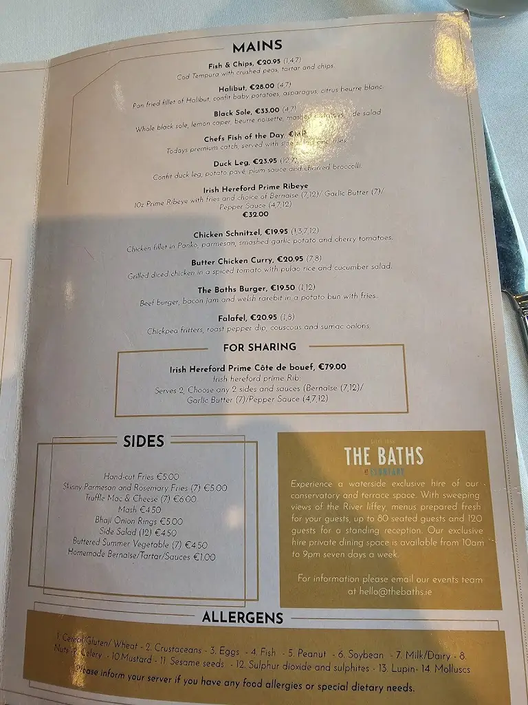 Menü_The Baths at Clontarf: Restaurant and Bar_Dollymount_Bild_1