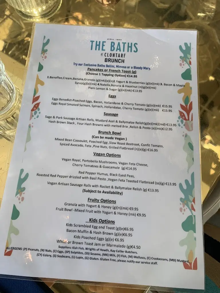 Menü_The Baths at Clontarf: Restaurant and Bar_Dollymount_Bild_3