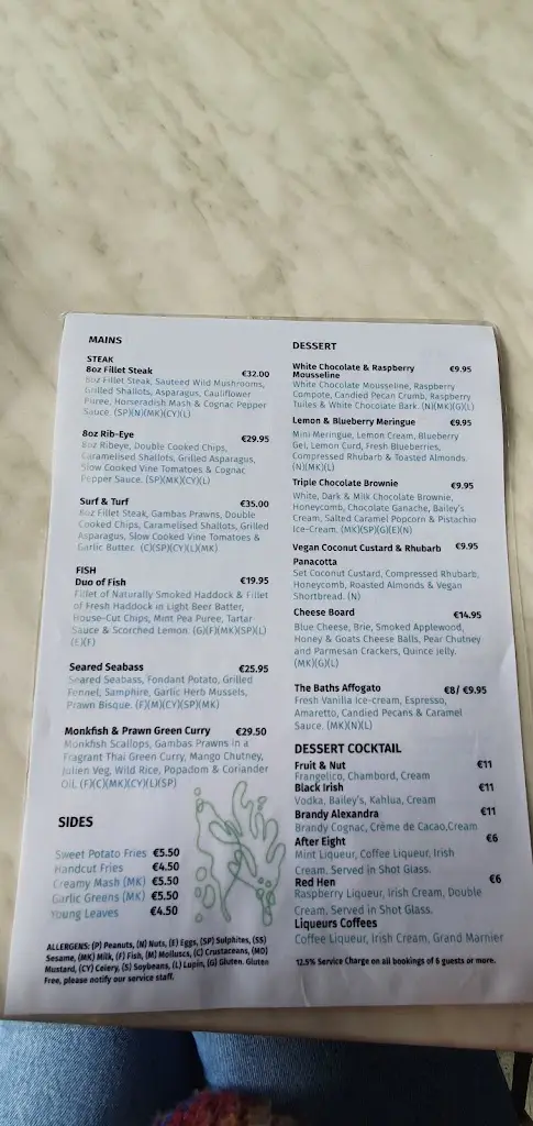 Menü_The Baths at Clontarf: Restaurant and Bar_Dollymount_Bild_4