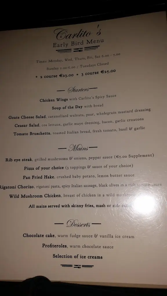 Menu_Carlitos Restaurant_Dunleer_image_1