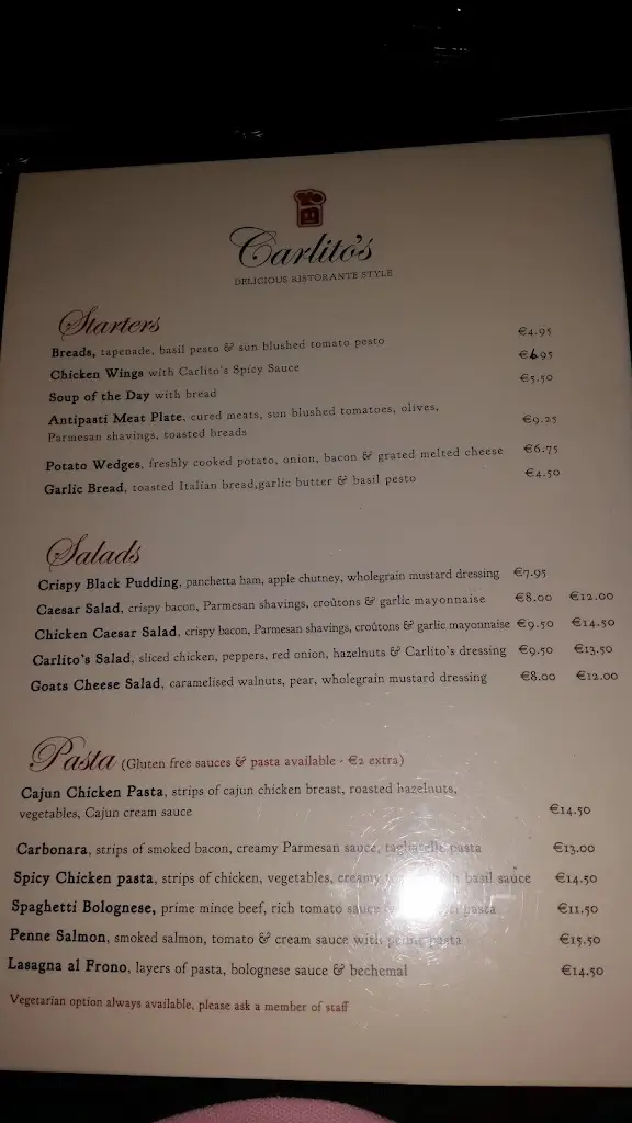 Menu_Carlitos Restaurant_Dunleer_image_2