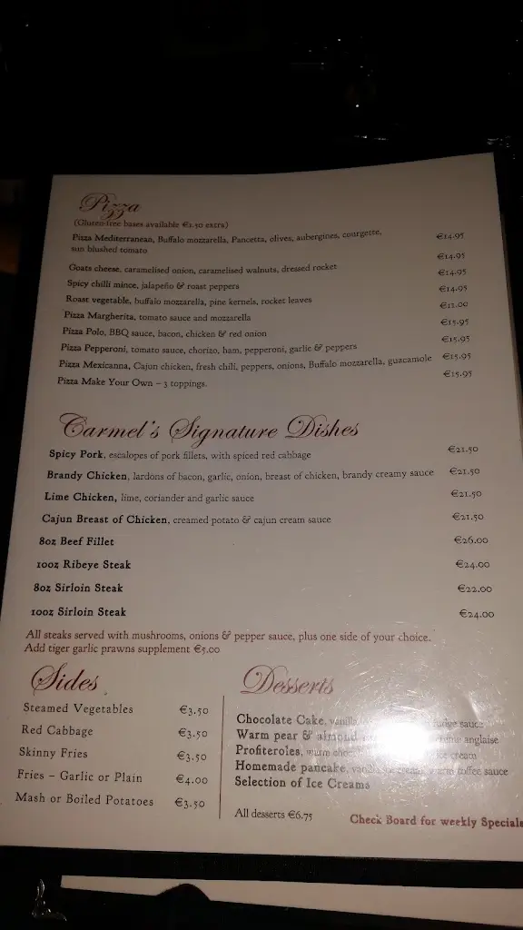 Menu_Carlitos Restaurant_Dunleer_image_3