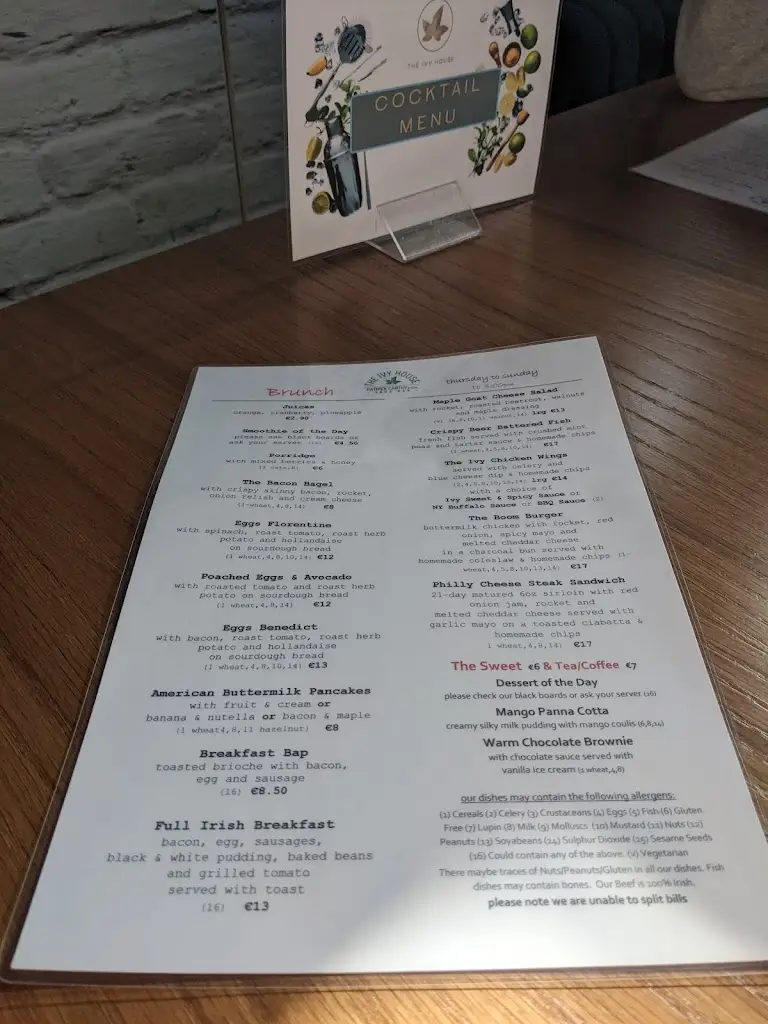 Menu_The Ivy House Bar & Restaurant_Drumcondra_image_1