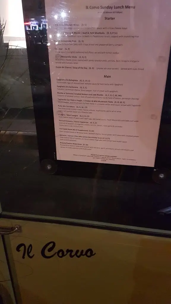 Menu_Il Corvo_Drumcondra_image_4