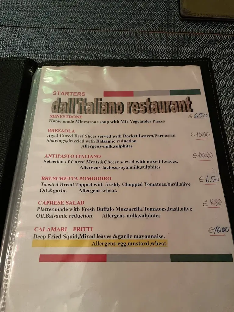 Menu_Dall'Italiano Restaurant Glasnevin_Drumcondra_image_4