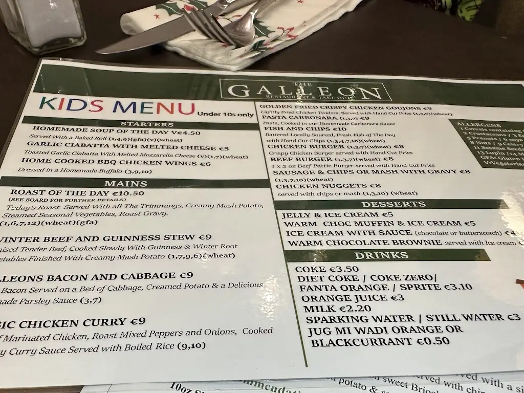 Menu_The Galleon Restaurant_Bearna_image_3