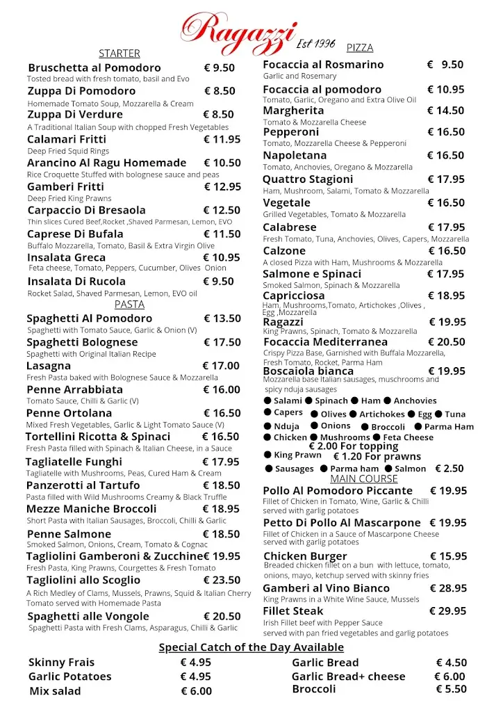 Menu_Ragazzi Restaurant_Dalkey_image_1