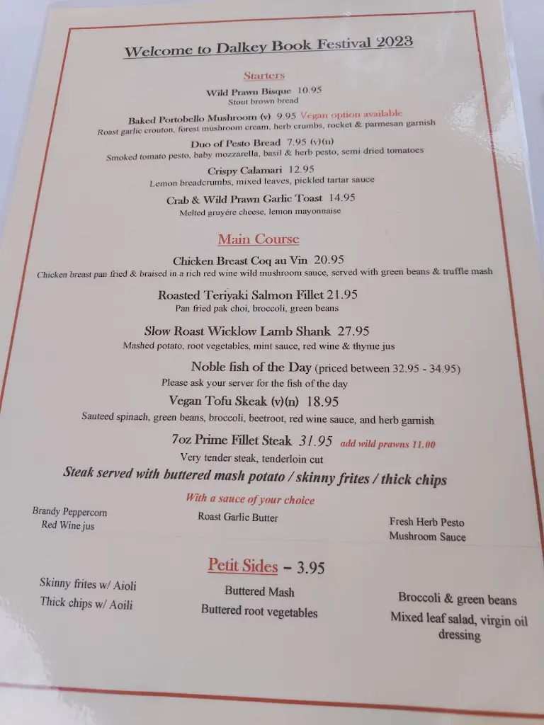 Menu_1909 Restaurant & Wine Bar_Dalkey_image_1