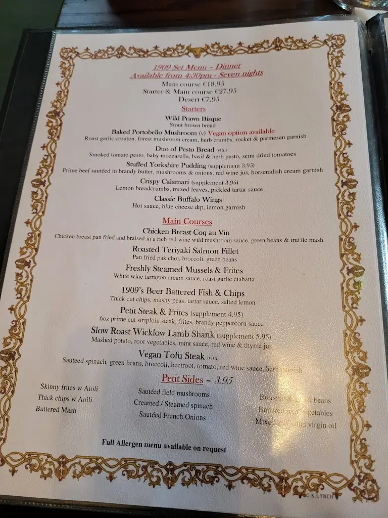 Menu_1909 Restaurant & Wine Bar_Dalkey_image_4