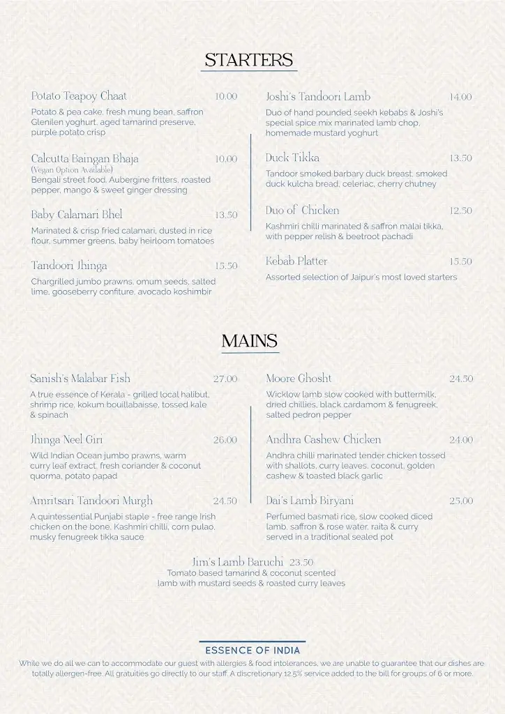 Menu_Jaipur Dalkey_Dalkey_immagine_3