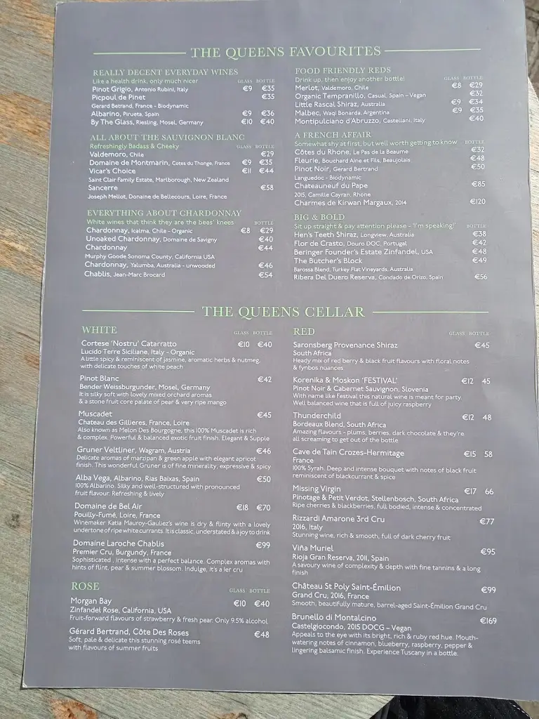 Menu_The Queens Bar_Dalkey_image_4