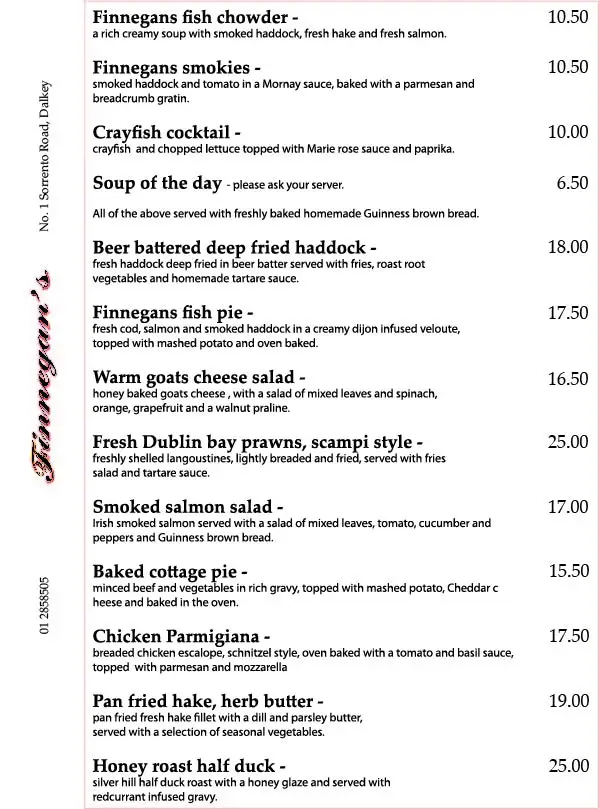 Menu_Finnegan's of Dalkey_Dalkey_image_2