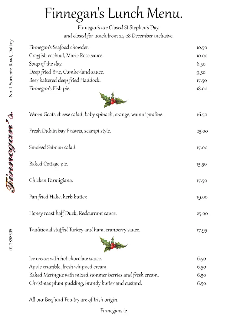 Menu_Finnegan's of Dalkey_Dalkey_image_3