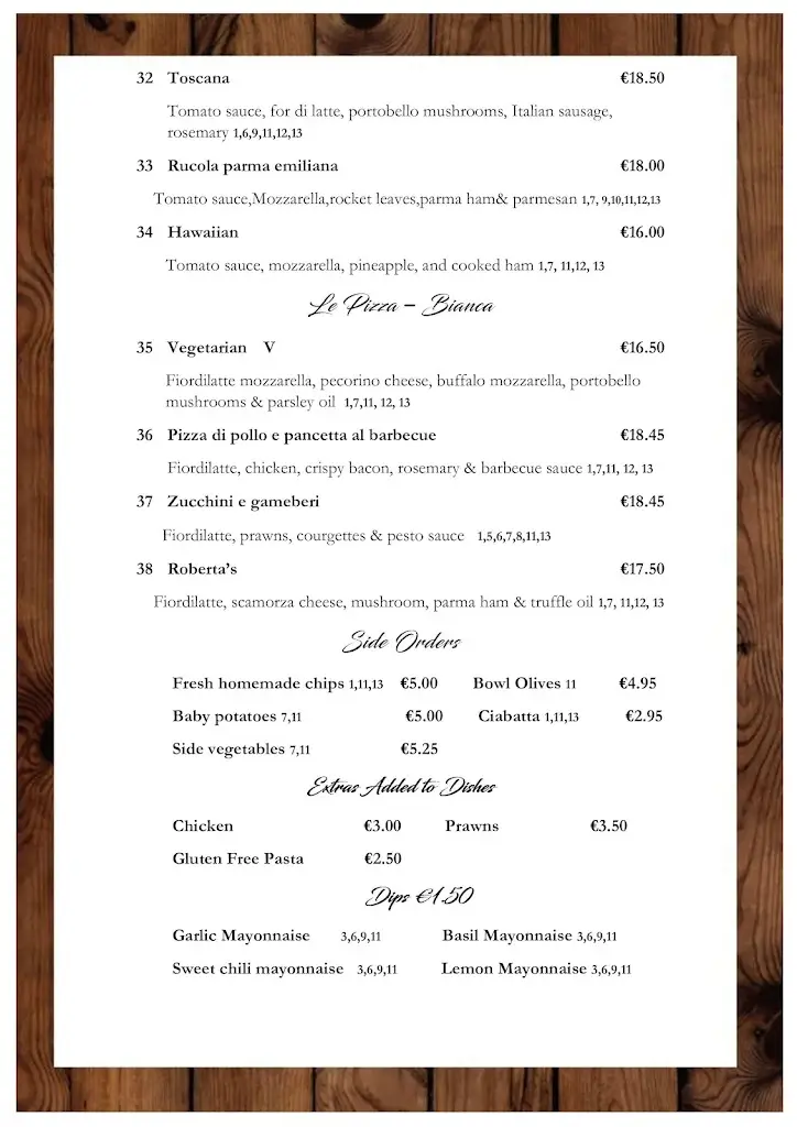 Menü_Da Roberta's Ristorante & Pizzeria_Bearna_Bild_2