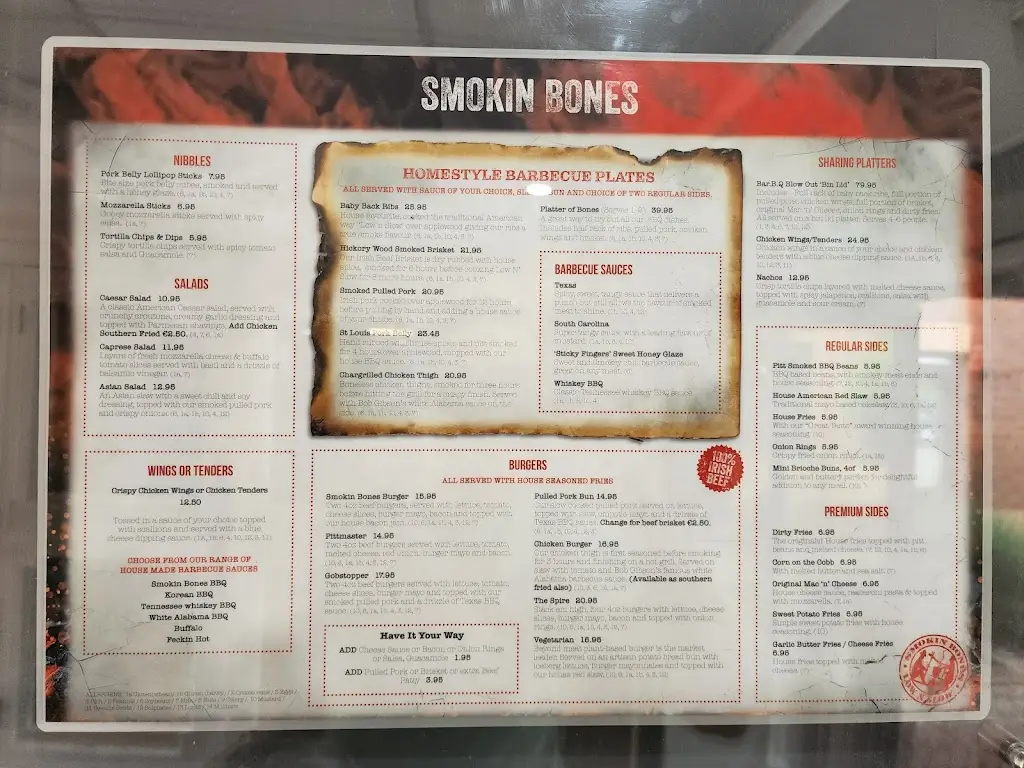 Menu_Smokin Bones Swords Travelodge_Fingal County_image_2