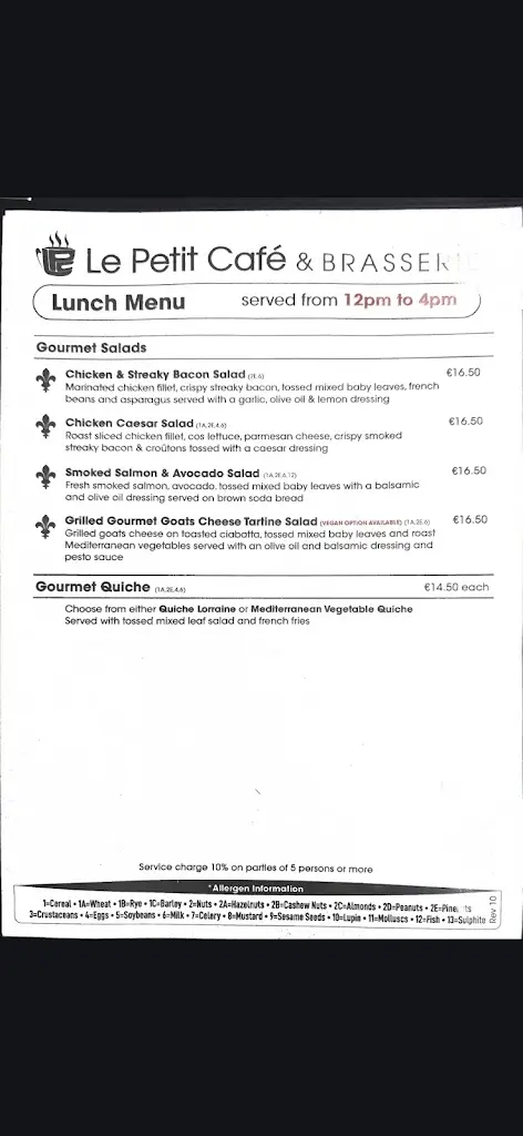 Menu_Le Petit Café & Brasserie_Glasnevin_image_2
