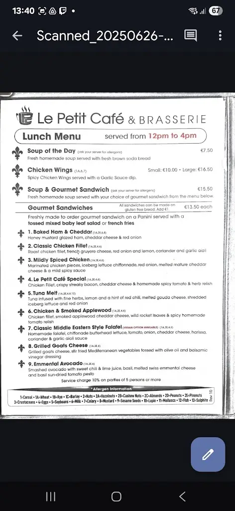 Menu_Le Petit Café & Brasserie_Glasnevin_image_3