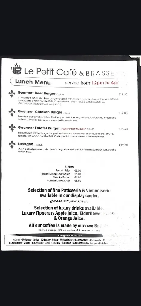 Menu_Le Petit Café & Brasserie_Glasnevin_image_4