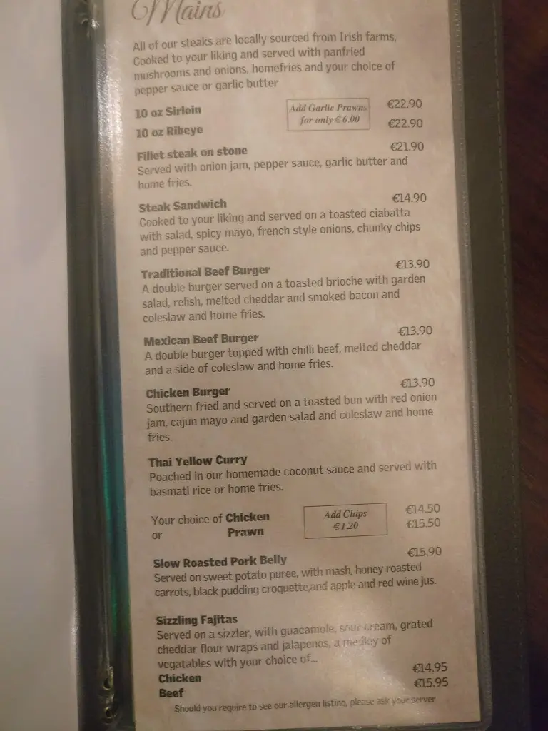 Menu_The Village Inn Finglas_Finglas_image_2