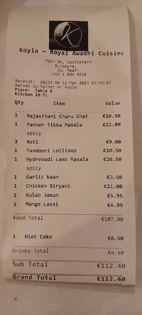 Menu_Koyla – Royal Awadhi Cuisine – Indian Restaurant_Dunboyne_image_2