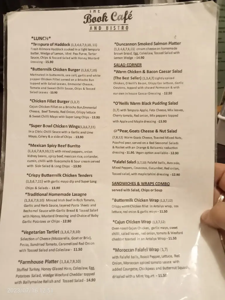 Menu_The Book Café and Bistro_Gorey_immagine_2