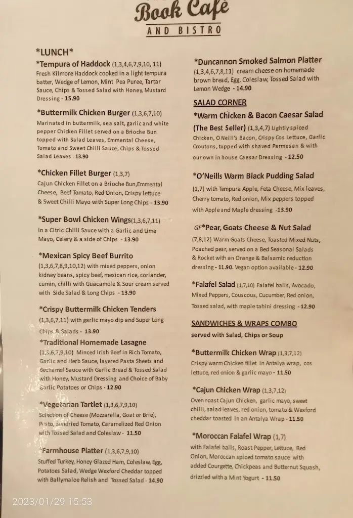 Menu_The Book Café and Bistro_Gorey_immagine_3