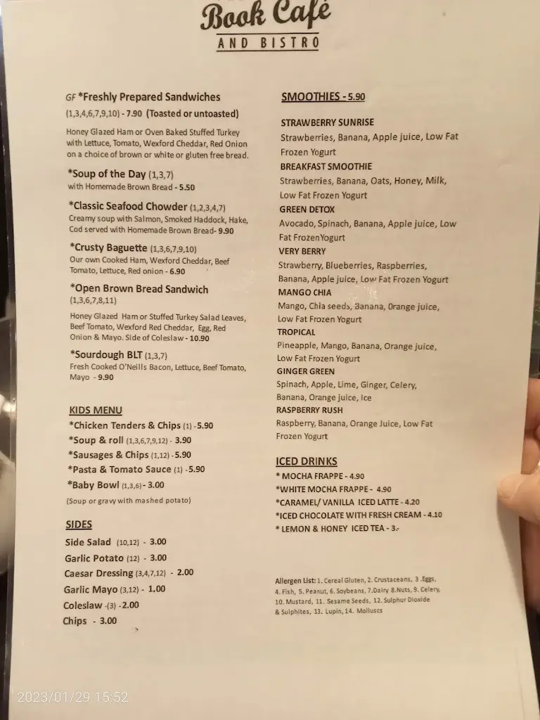 Menu_The Book Café and Bistro_Gorey_immagine_4