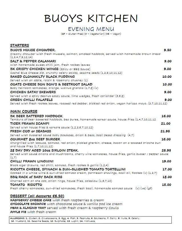 Menü_BUOYS KITCHEN_Greystones_Bild_1