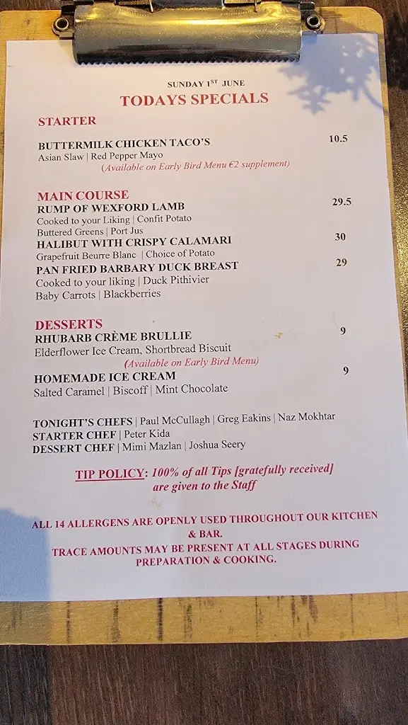 Menu_Zucchini's Restaurant Navan_Kentstown_image_1