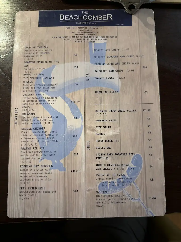 Menu_The Beachcomber_Killester_image_2