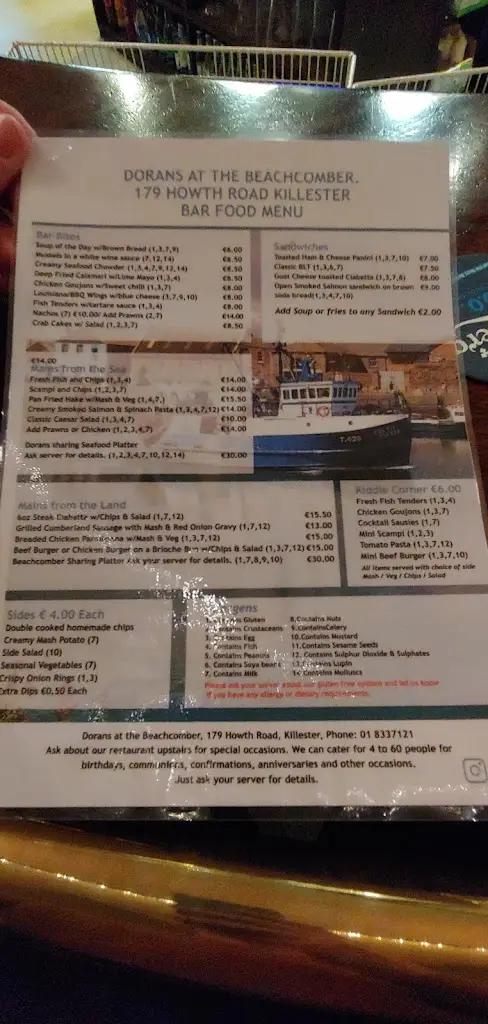 Menu_The Beachcomber_Killester_image_4