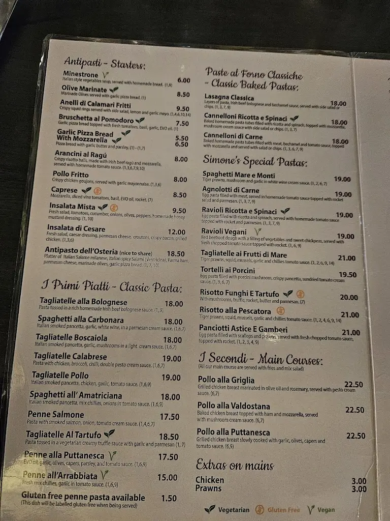 Menu_Osteria da Simone_County Galway_image_1