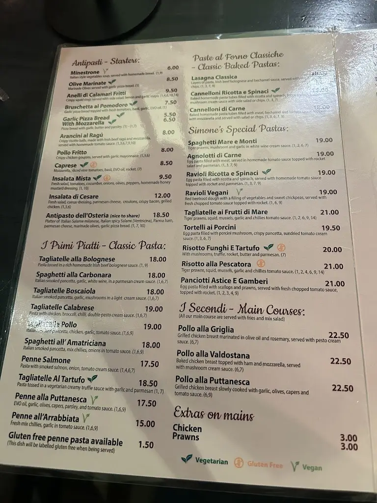 Menu_Osteria da Simone_County Galway_image_2