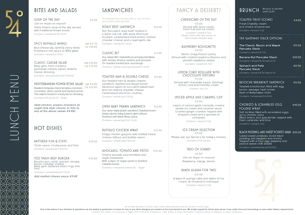 Menu_54° Restaurant_Dundalk_image_4