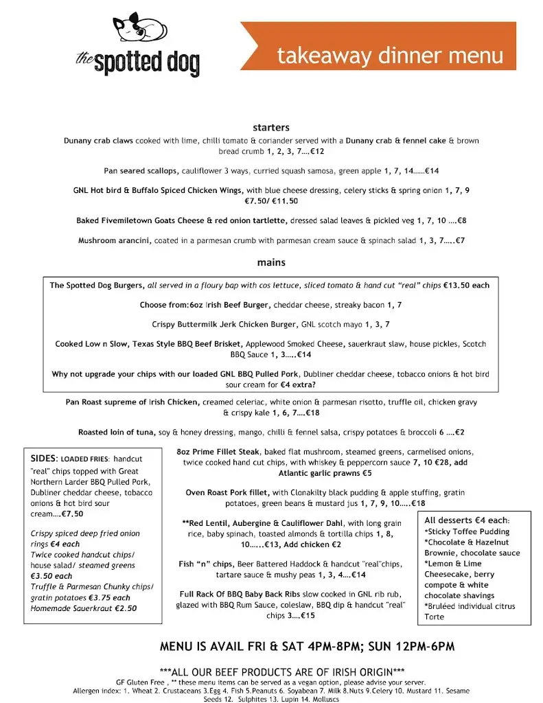 Menu_The Spotted Dog_Dundalk_image_4