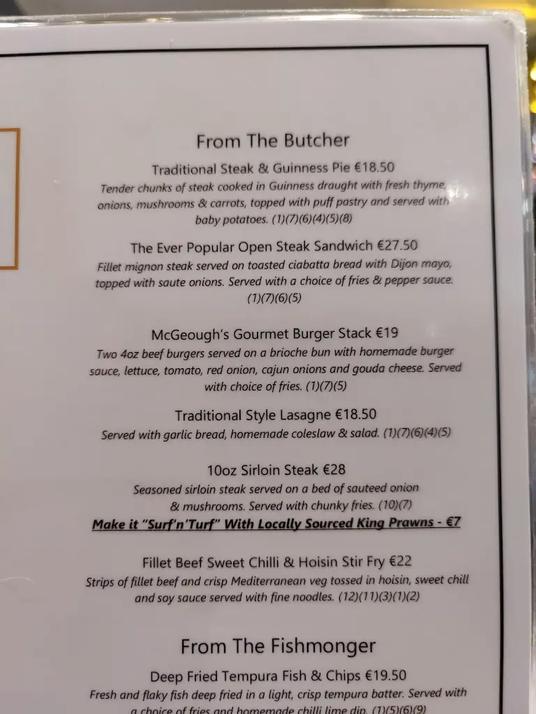 Menu_McGeough's Bar & Restaurant_Dundalk_imagen_1