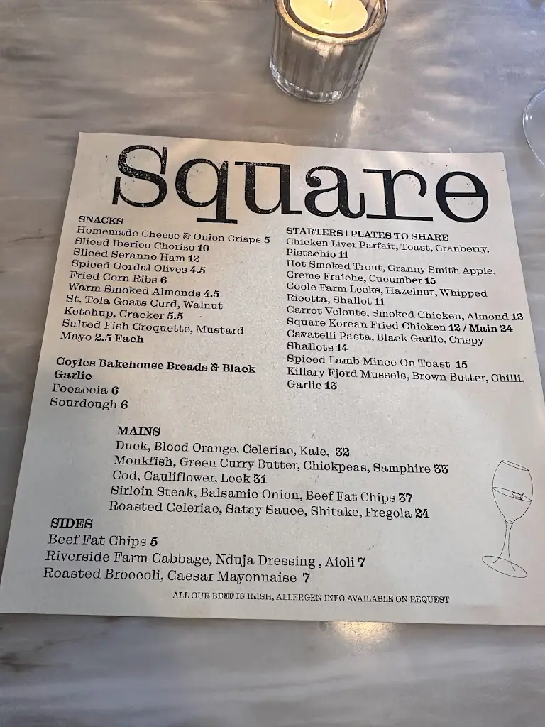 Menu_Square Restaurant_Dundalk_immagine_1