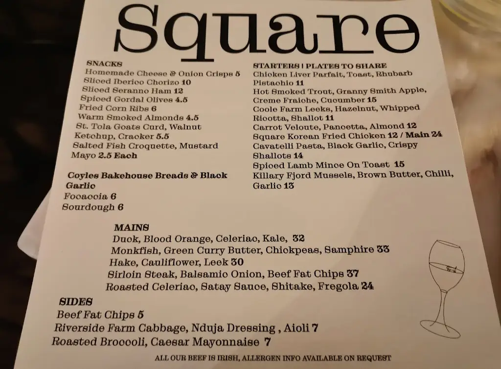 Menu_Square Restaurant_Dundalk_immagine_2