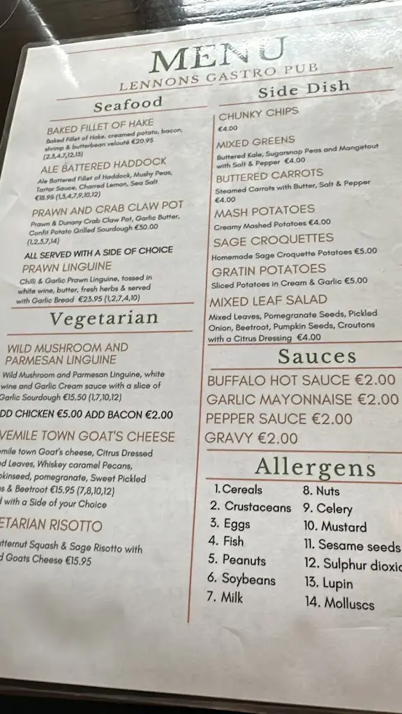 Menu_Lennon's Gastro Pub_Dundalk_image_1